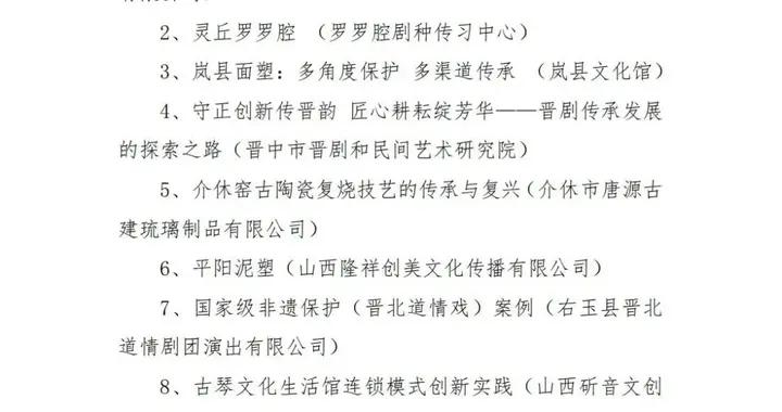山西公示2025年度非遺典型案例入選名單
