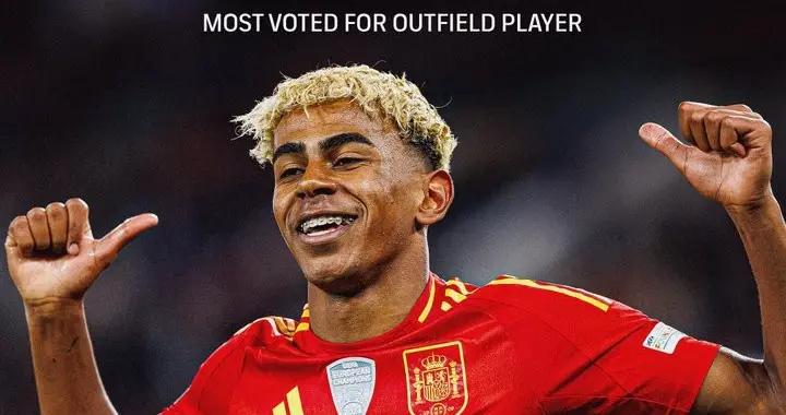 亞馬爾是FIFPro最佳陣最年輕球員，也是今年得票最高外場球員