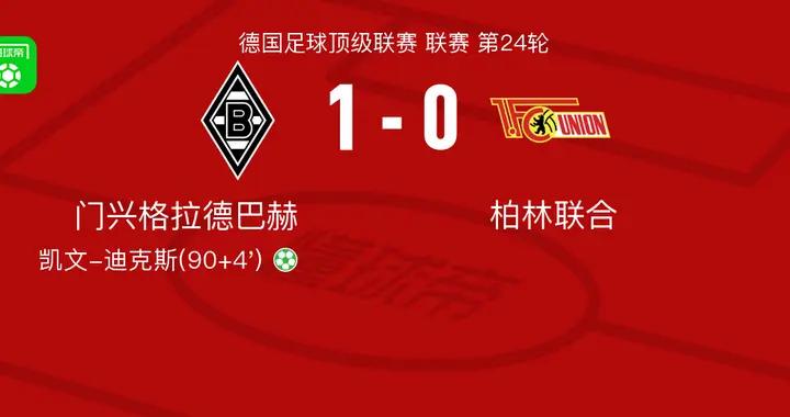 門興格拉德巴赫1-0柏林聯合，凱文-迪克斯點射制勝