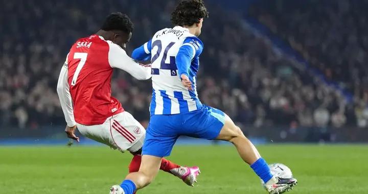 3球4助攻，薩卡生涯英超對陣布萊頓造7球所有對手第三多