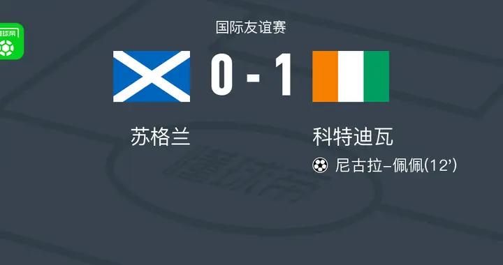 科特迪瓦1-0蘇格蘭，尼古拉-佩佩打進全場唯一進球