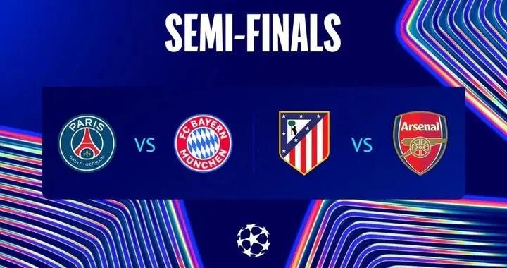 聯賽階段前兩名阿森納和拜仁均晉級四強，半決賽先客後主