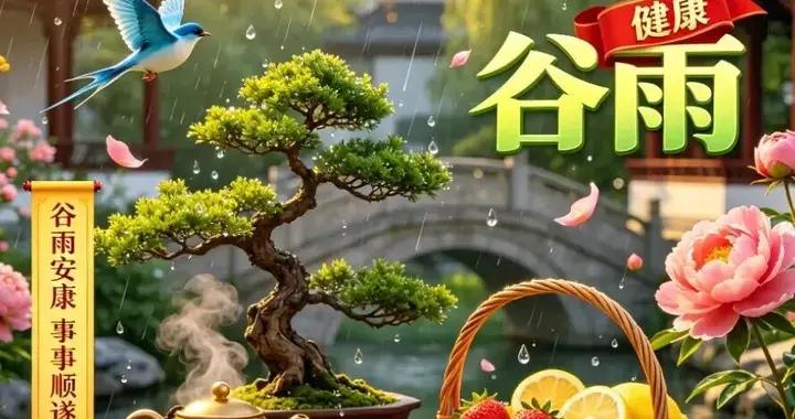 2026年穀雨節氣｜20張高清精美“穀雨”節氣早安吉祥祝福圖片