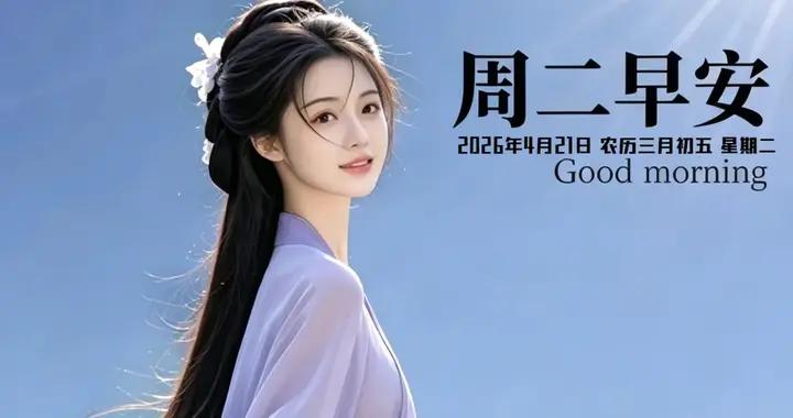2026年4月21日 星期二早上好祝福美圖 早上好溫馨問候祝福語 早安