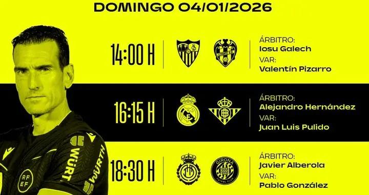 西甲第18輪第3比賽日裁判：平方哥執法皇馬vs貝蒂斯