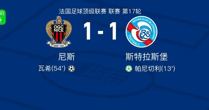尼斯1-1斯特拉斯堡，帕尼切利破僵，瓦希扳平