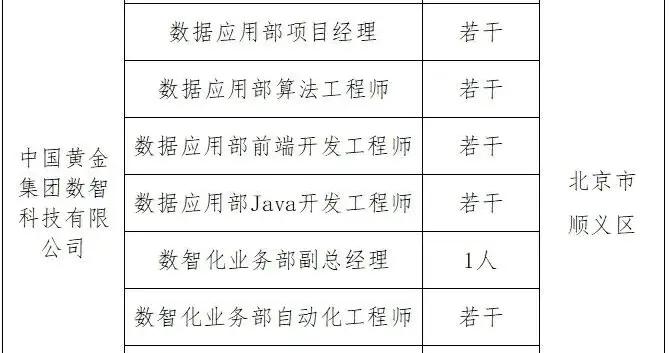 【社招】中國黃金集團數智科技有限公司2025年度招聘公告