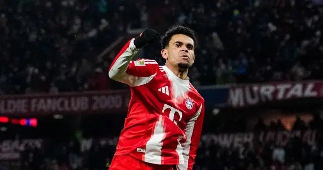 路易斯-迪亞斯前15場德甲參與17球，自有統計以來僅次於凱恩