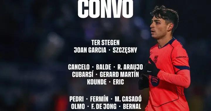 巴薩公佈客戰皇家社會大名單：拉菲尼亞傷缺，德容解禁迴歸