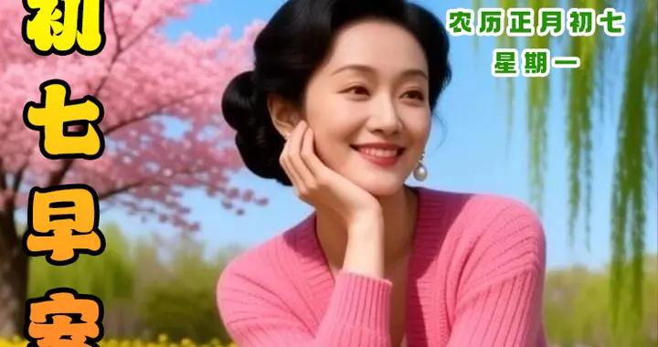 大年初七 漂亮美女早安送祝福圖片配文案