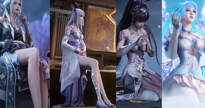 國漫女神坐姿太美，比比東霸氣，小舞高難度，小白金瓶兒美豔無雙