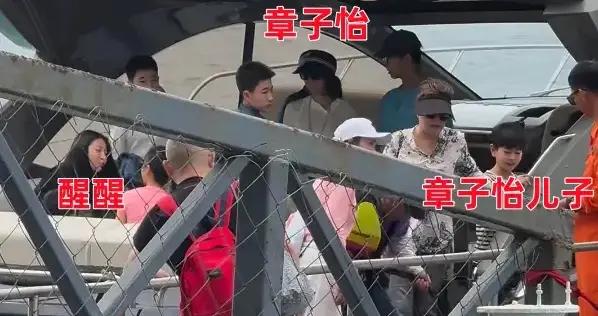 章子怡帶娃遊三亞，醒醒穿露臍裝黑胖像汪峯，侄子高瘦撞臉王一博