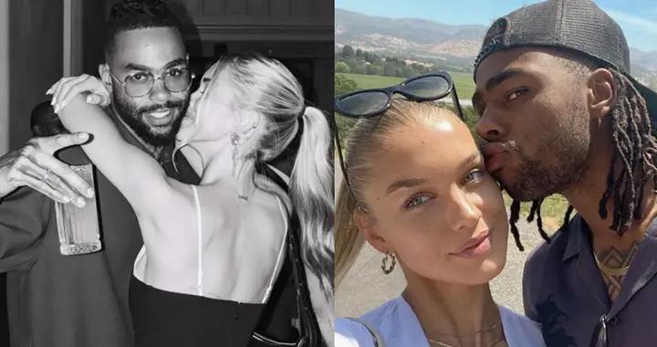 30歲拉塞爾秀恩愛！極品嬌妻送香吻，NBA金髮花魁，生2娃更美了