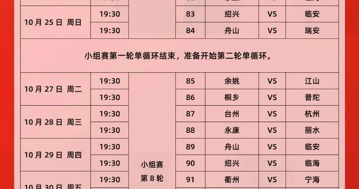 收藏！浙BA省級爭霸賽小組賽賽程來了，9月4日開打→