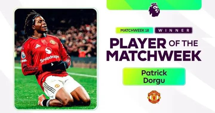 打進制勝球，英超官方：曼聯後衛多古當選爲第18輪最佳球員