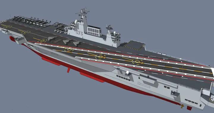 中國076型兩棲攻擊艦，排水量超過4萬噸，比不上正兒八經的大航母