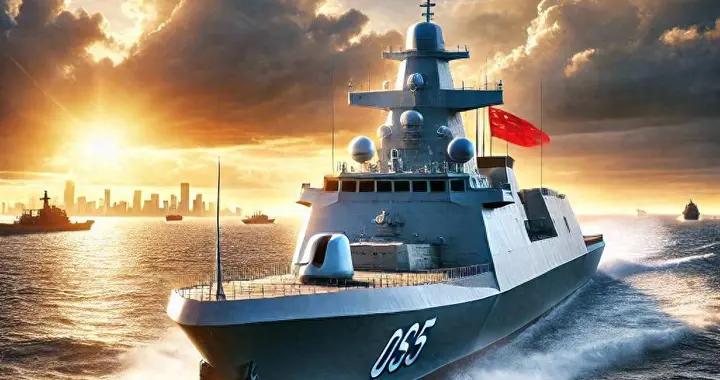 中國055B型驅逐艦，艦寬達二十二米，滿載排水量可達15000噸左右