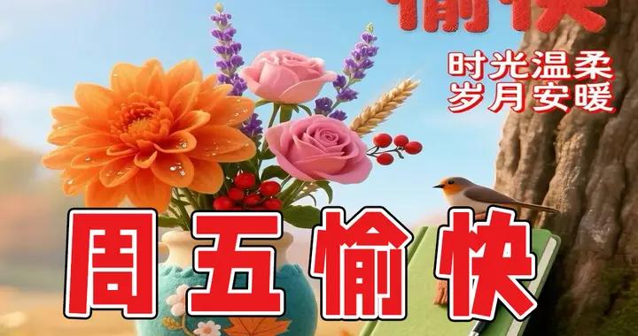 週五早安圖片|切記天冷出門多添衣，保暖防寒別大意