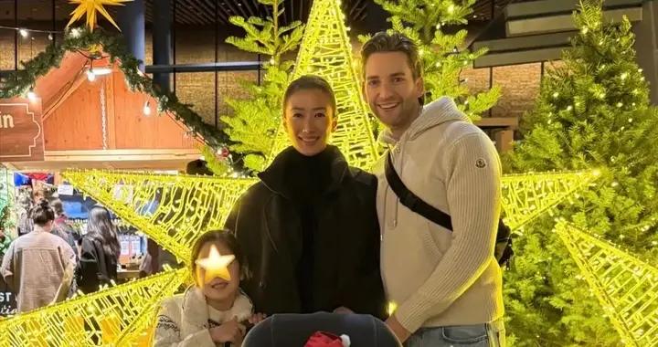謝婷婷一家過聖誕，半歲兒子肉臉白胖像爸爸，小7歲男友餵奶敷衍
