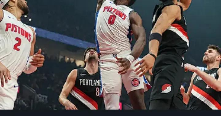 開拓者逆轉未果102-110活塞，夏普25分5斷，坎寧安六犯畢業14+6+9