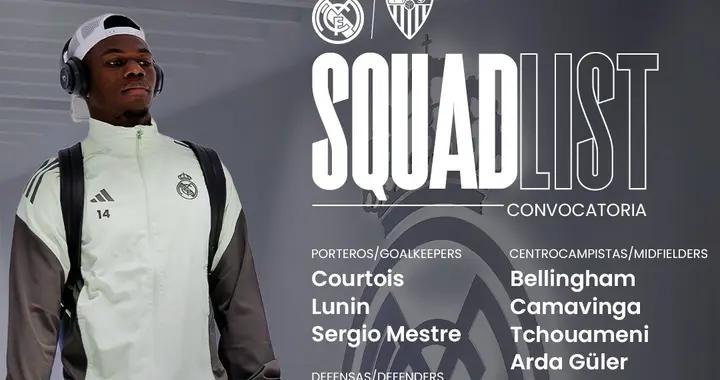 皇馬戰塞維利亞大名單：巴爾韋德缺席，阿拉巴、卡馬文加回歸